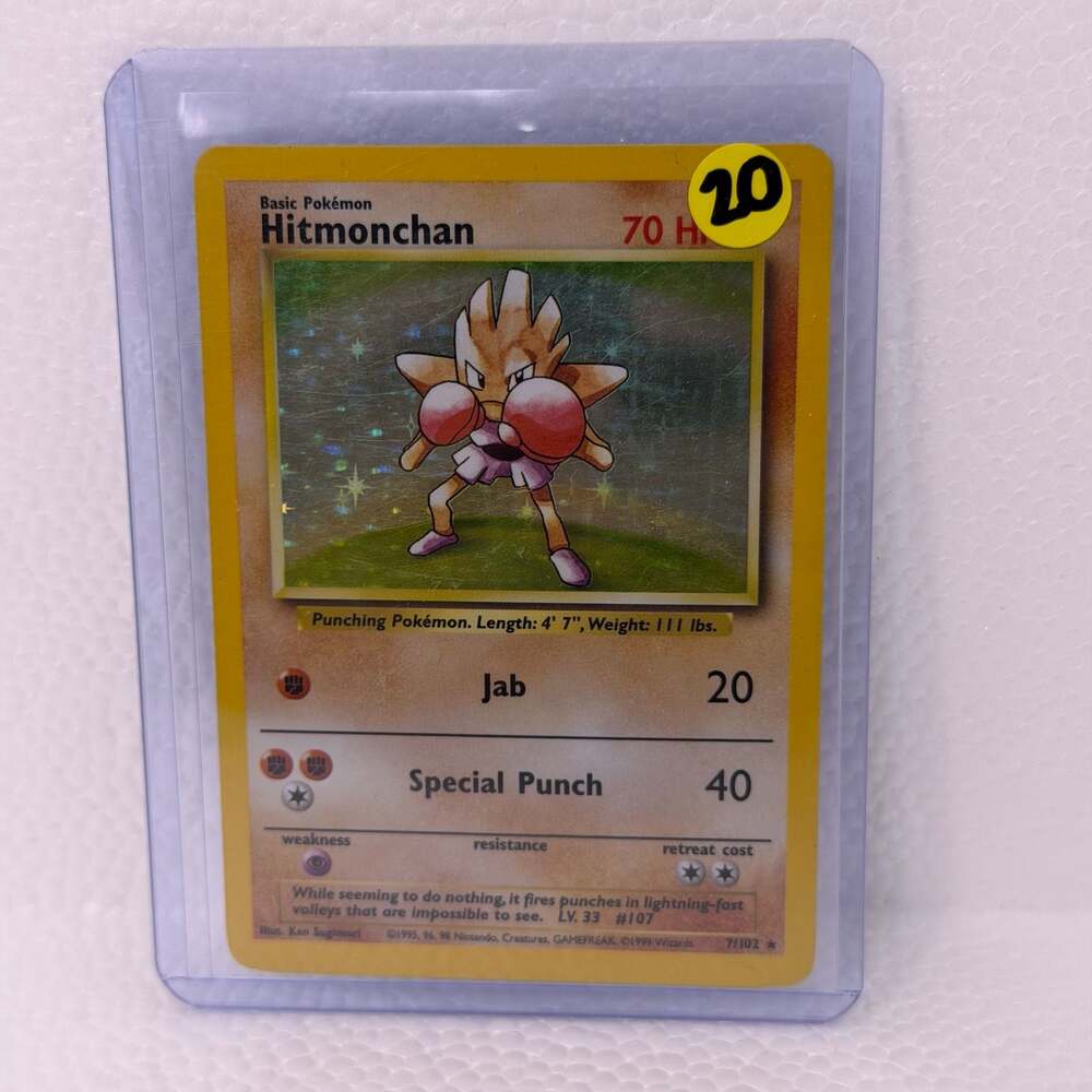1999 Pokémon Base Set Unlimited Holo Hitmonchan 7/102